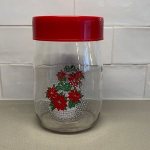 Vintage Carlton Glass Poinsettia Canister